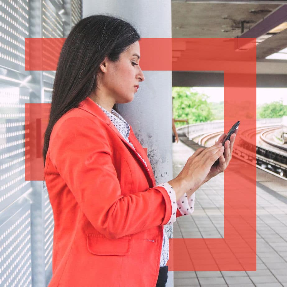 Torres CPA employee on her mobile phone